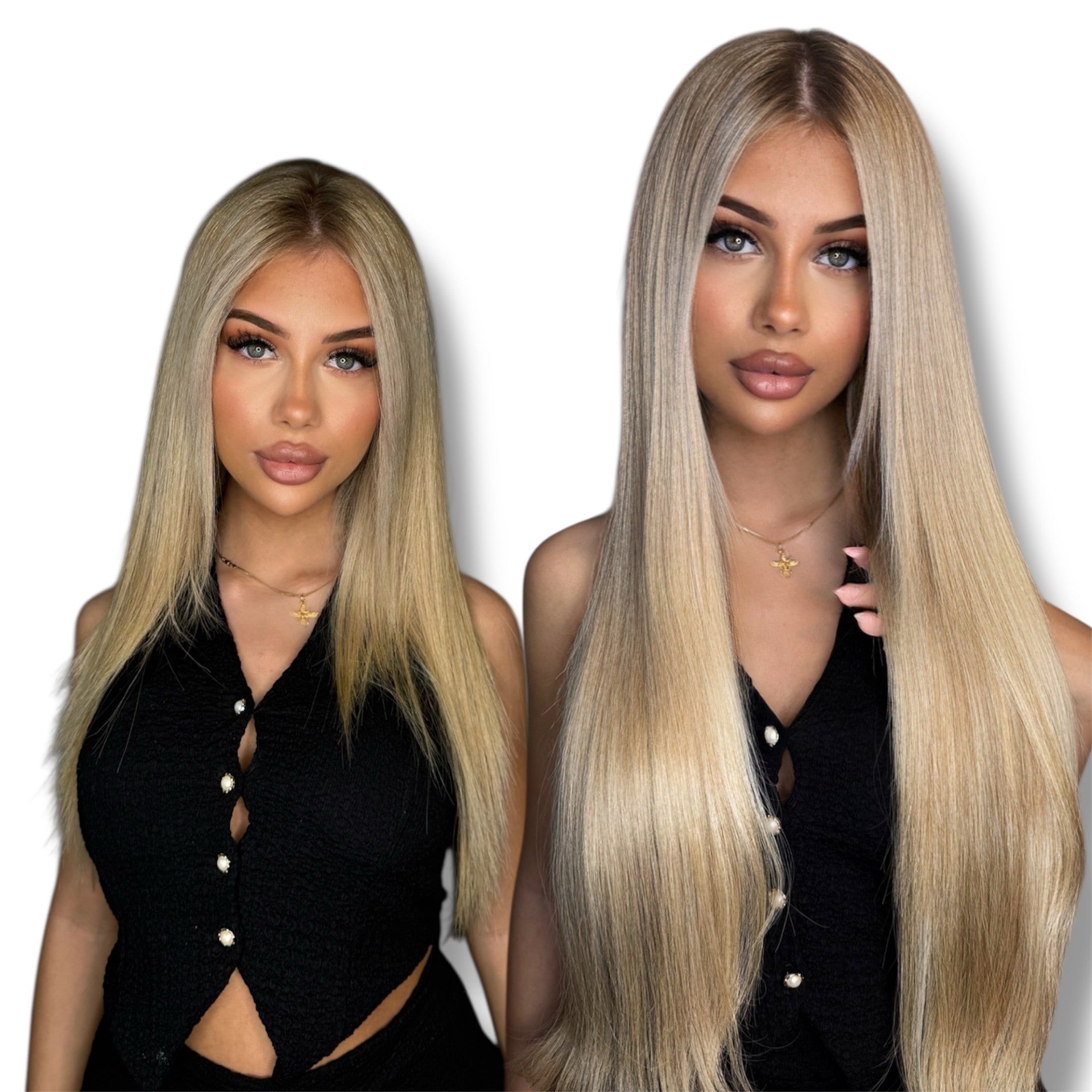 24A Champagnerblond Asch Haarverlängerung Extensions YHW
