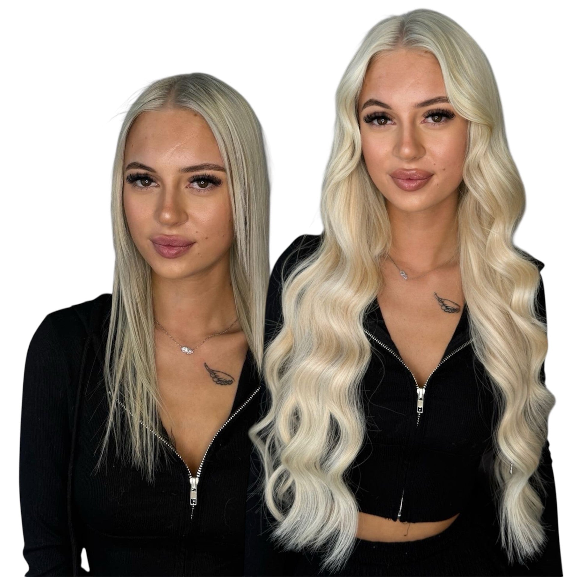 Haarverlängerung bei normalem Eigenhaarvolumen mit fransigem oder gestuftem Haarschnitt